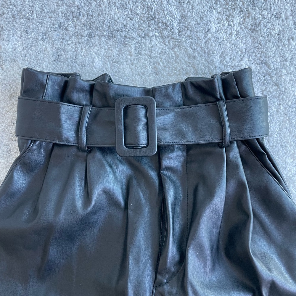 H&M vegan leather paperbag trousers